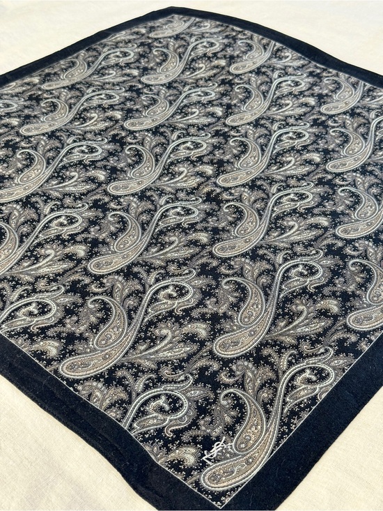 Yves Saint Laurent Accessories - Vintage YSL Black Paisley Cotton Bandana Scarf Made in Japan
